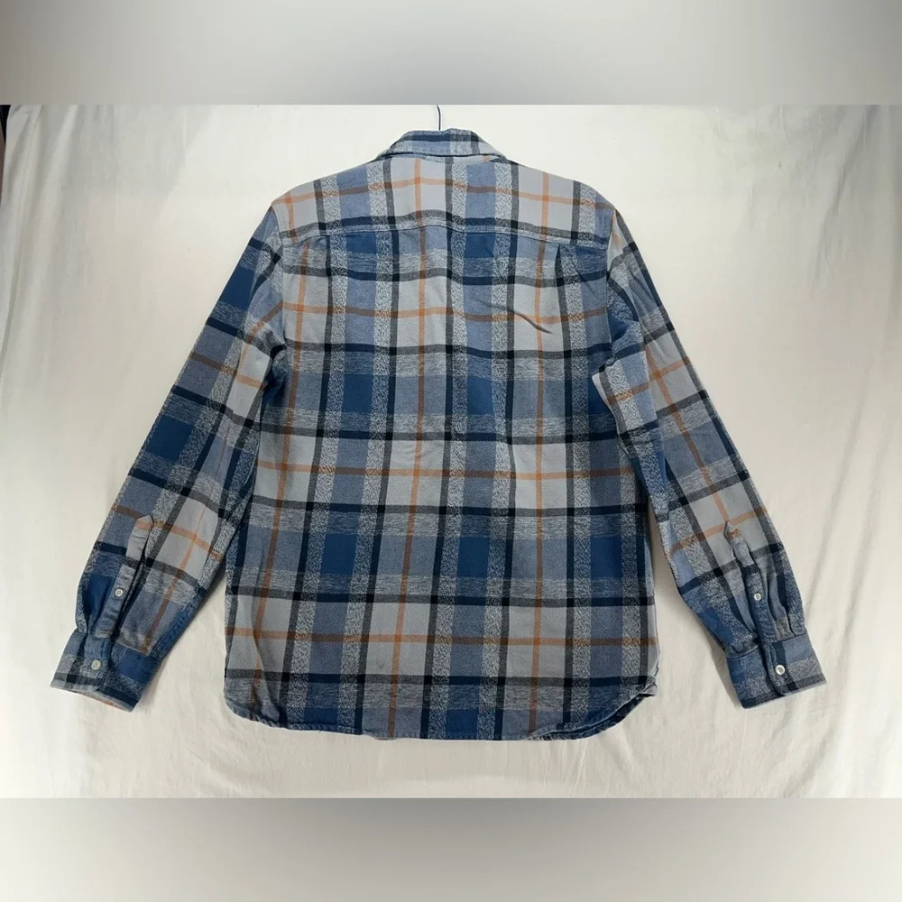 The North Face Blue Gray Orange Plaid Flannel Long Sleeve Button Up Shirt Size M
